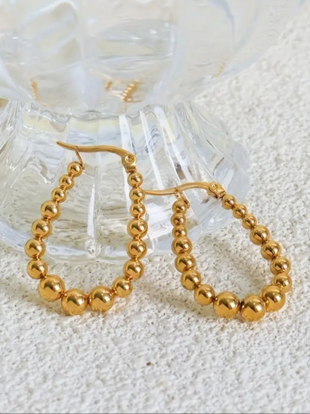 18 KT Gold Over Titanium Ball Hoop Earrings